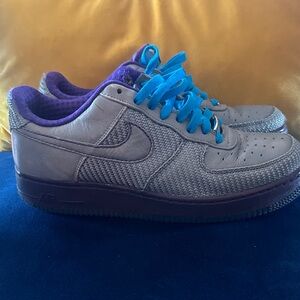 Men's Gray Sneakers with Blue and Purple Accents